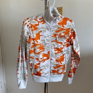 Adidas Womens Jacket Size Small Missy Elliott Camo Zip Up Orange Cream Gray